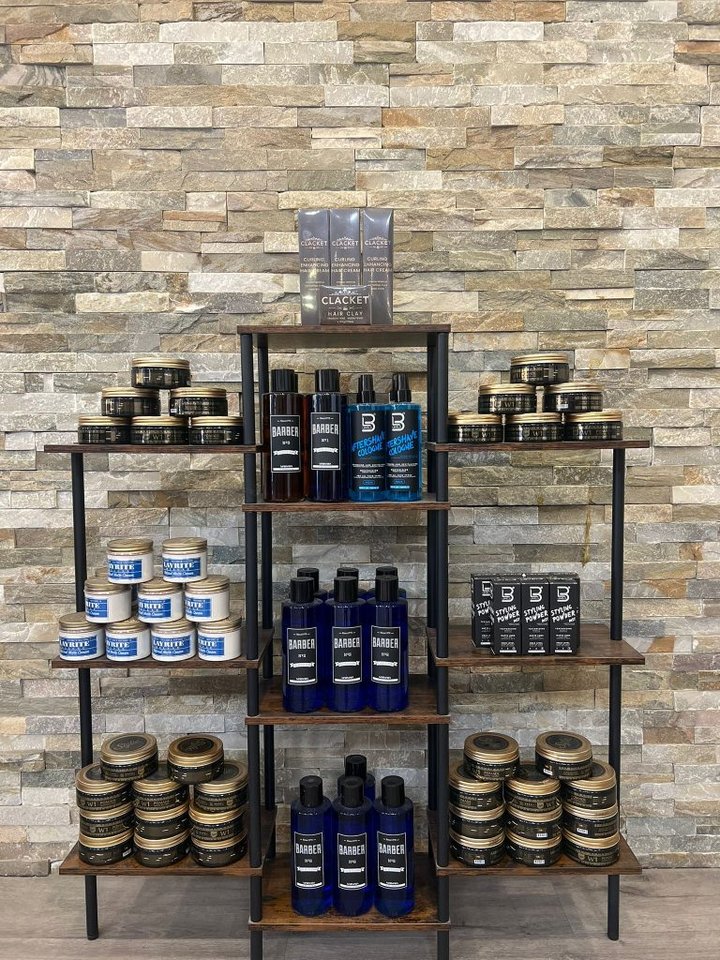 Premium grooming products at Nasim Barbershop